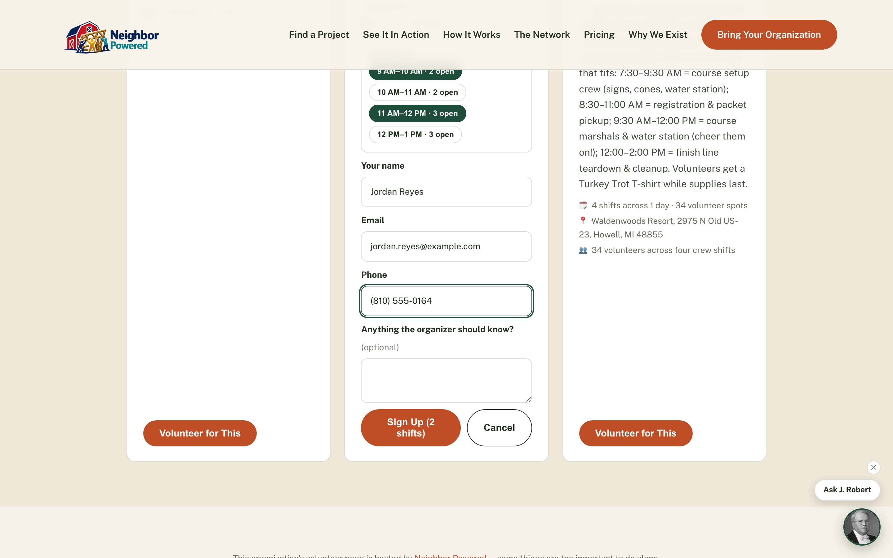Shift-Level Volunteer Signup